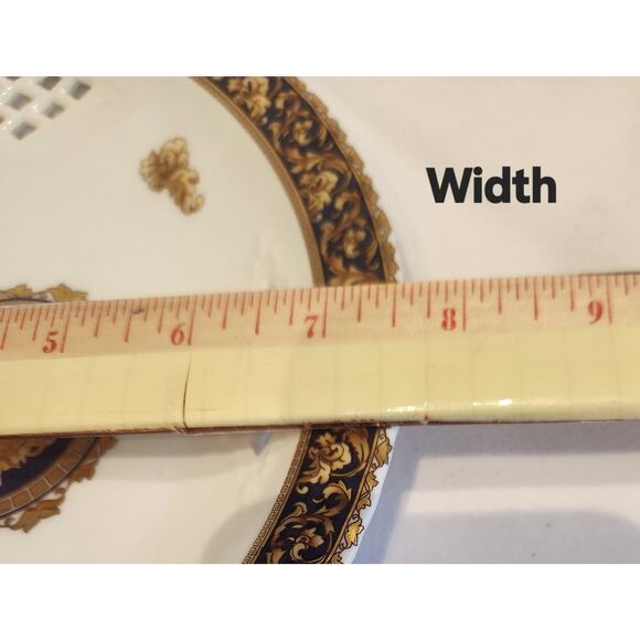 T. Limoges Bacchus Reticulated Porcelain Bowl Cobalt Blue 24K Gold French Design - Picture 5 of 5